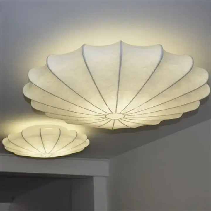 Plafonnier Design Original Forme Organique Blanc Tissu