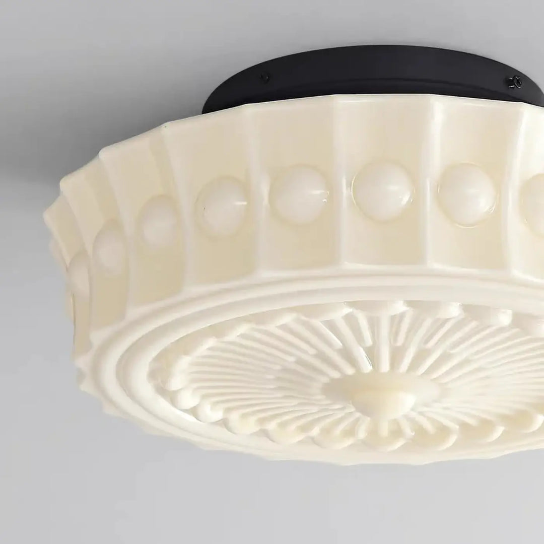 Plafonnier design rétro en verre sculpté ambiance raffinée