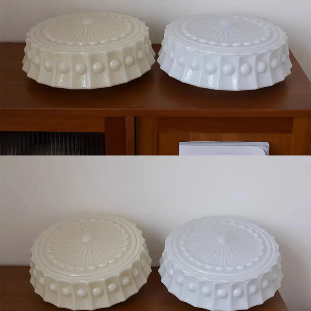 Plafonnier design rétro en verre sculpté ambiance raffinée