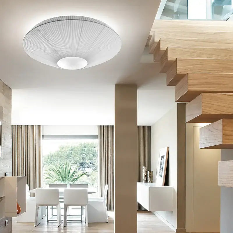 Plafonnier Design Rond Effet Tissu Lumineux Et Sculptural Élégant