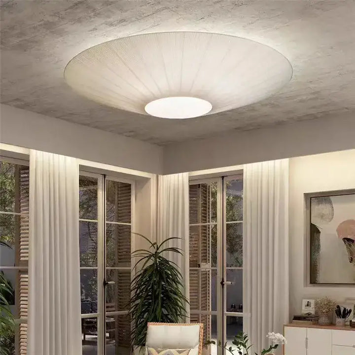 Plafonnier Design Rond Effet Tissu Lumineux Et Sculptural Élégant