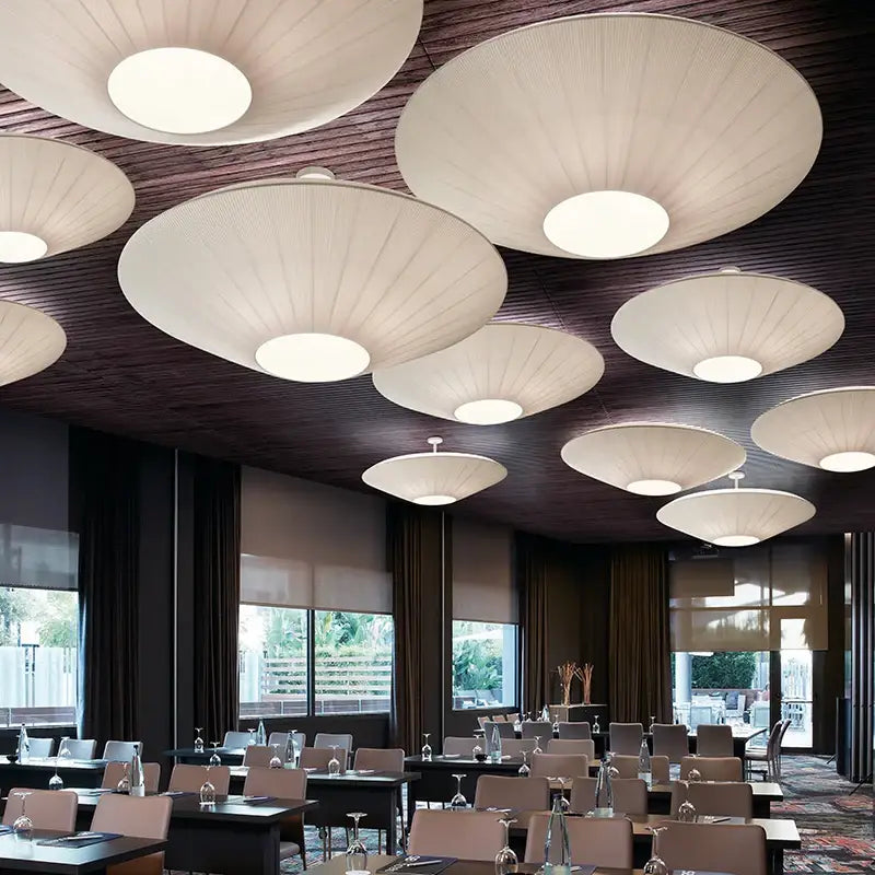 Plafonnier Design Rond Effet Tissu Lumineux Et Sculptural Élégant