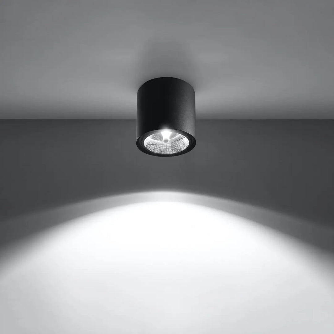 Luminaire plafonnier noir allumé