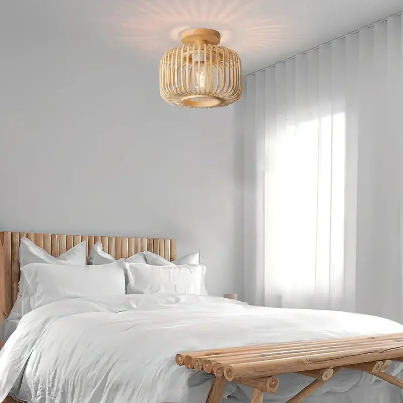 Plafonnier En Bambou Tressé Luminaire Naturel Moderne

