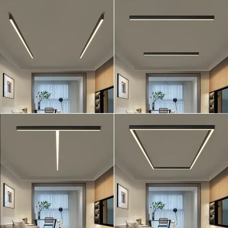 Plafonnier encastré LED linéaire style moderne minimaliste

