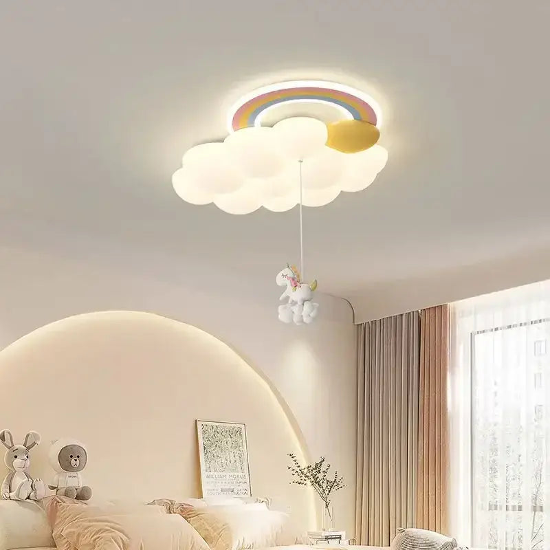 Plafonnier Enfant Nuage Et Peluche Avec Lumière Led Blanc