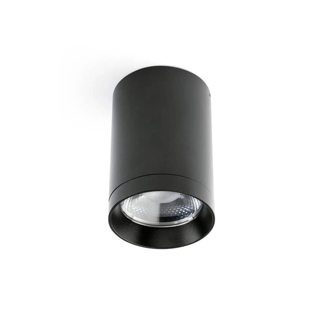 Plafonnier extérieur Puk noir Ø 7,6 cm, angle 15°, de Faro Barcelona