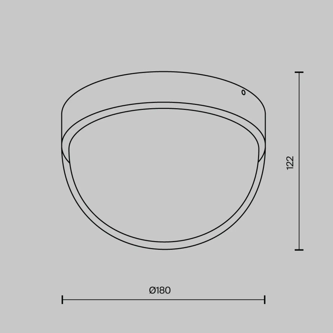 Plafonnier extérieur mon en acier noir avec design minimaliste à deux anneaux concentriques diamètre 180mm hauteur 122mm indice ip65