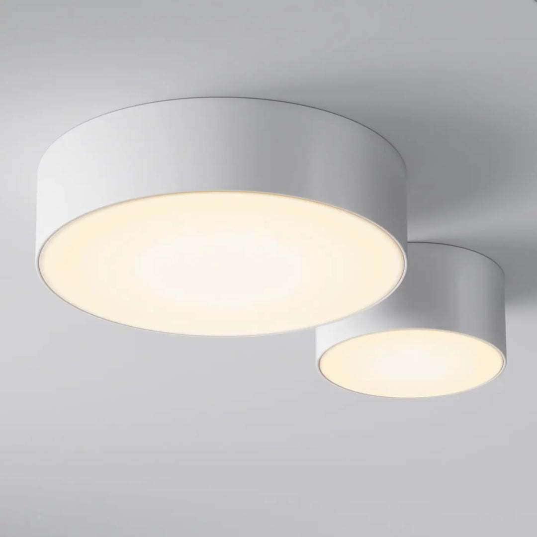 Plafonnier zon extérieur led cylindrique blanc minimaliste avec une lumière douce diffusée pour luminaire extérieur