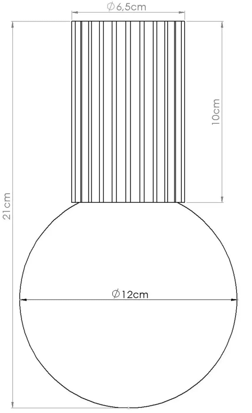 Luminaire plafonnier halo avec vase minimaliste col cannelé cylindrique et globe opalin sur base arrondie lisse