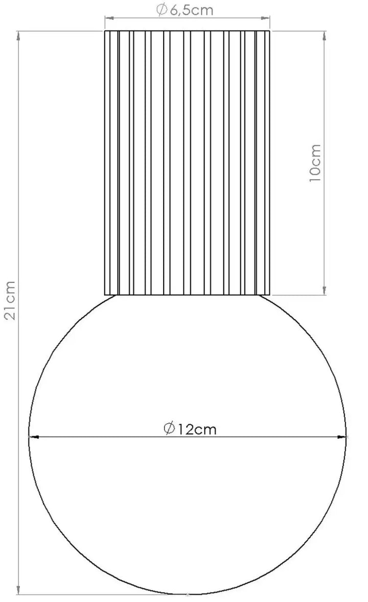 Luminaire plafonnier halo avec vase minimaliste col cannelé cylindrique et globe opalin sur base arrondie lisse
