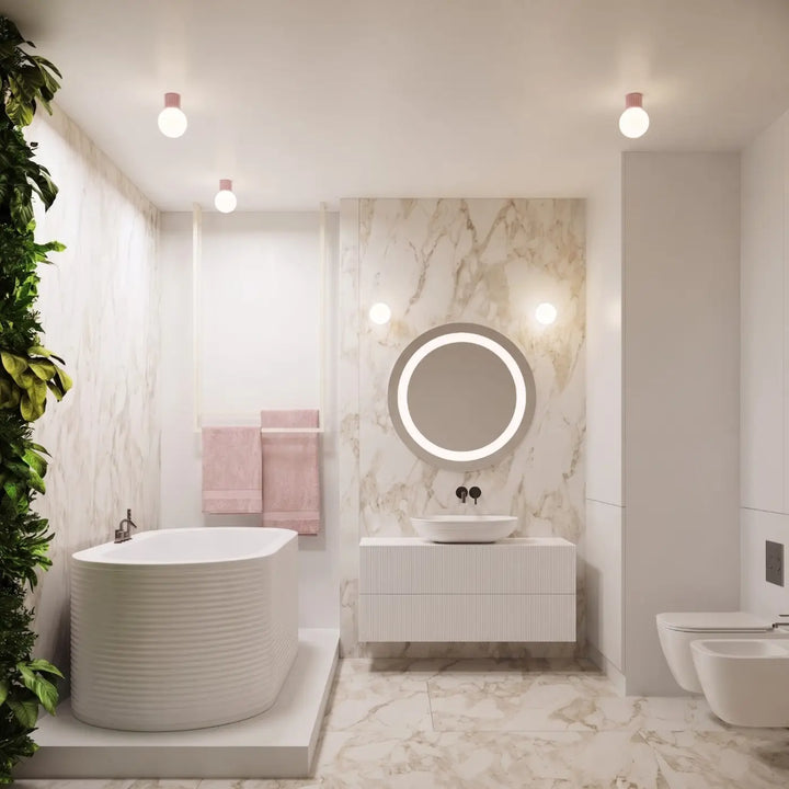 Luminaire Plafonnier rose dans un intérieur contemporain