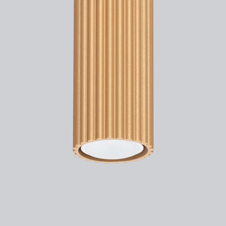 Plafonnier karbon allie design minimaliste avec ampoules gu10 interchangeables finition or cylindrique avec diffuseur blanc