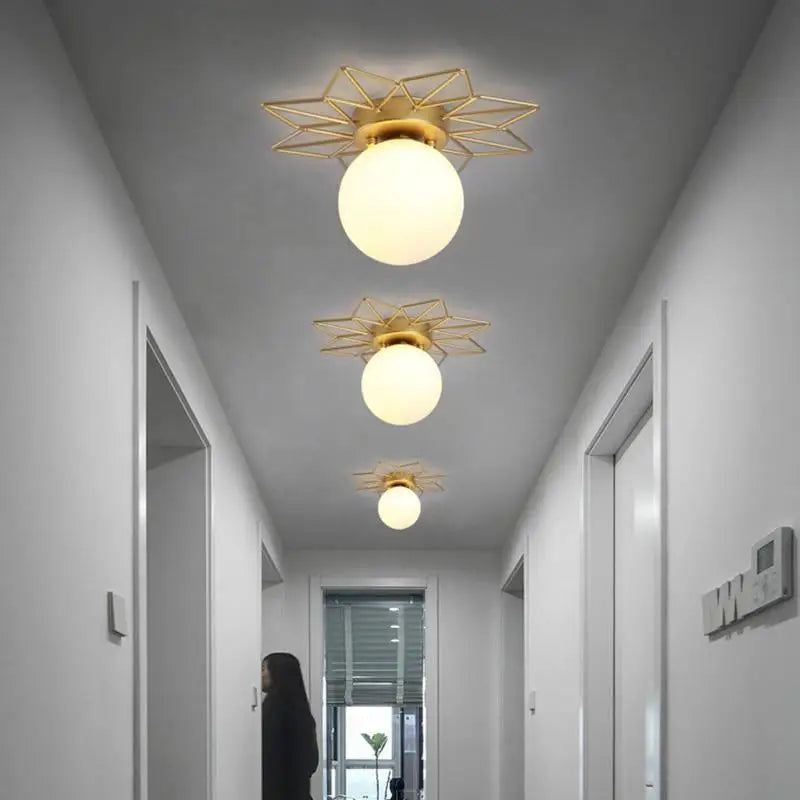 Plafonnier Laiton Doré Élégant Soleil Central