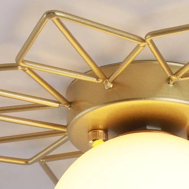 Plafonnier Laiton Doré Élégant Soleil Central