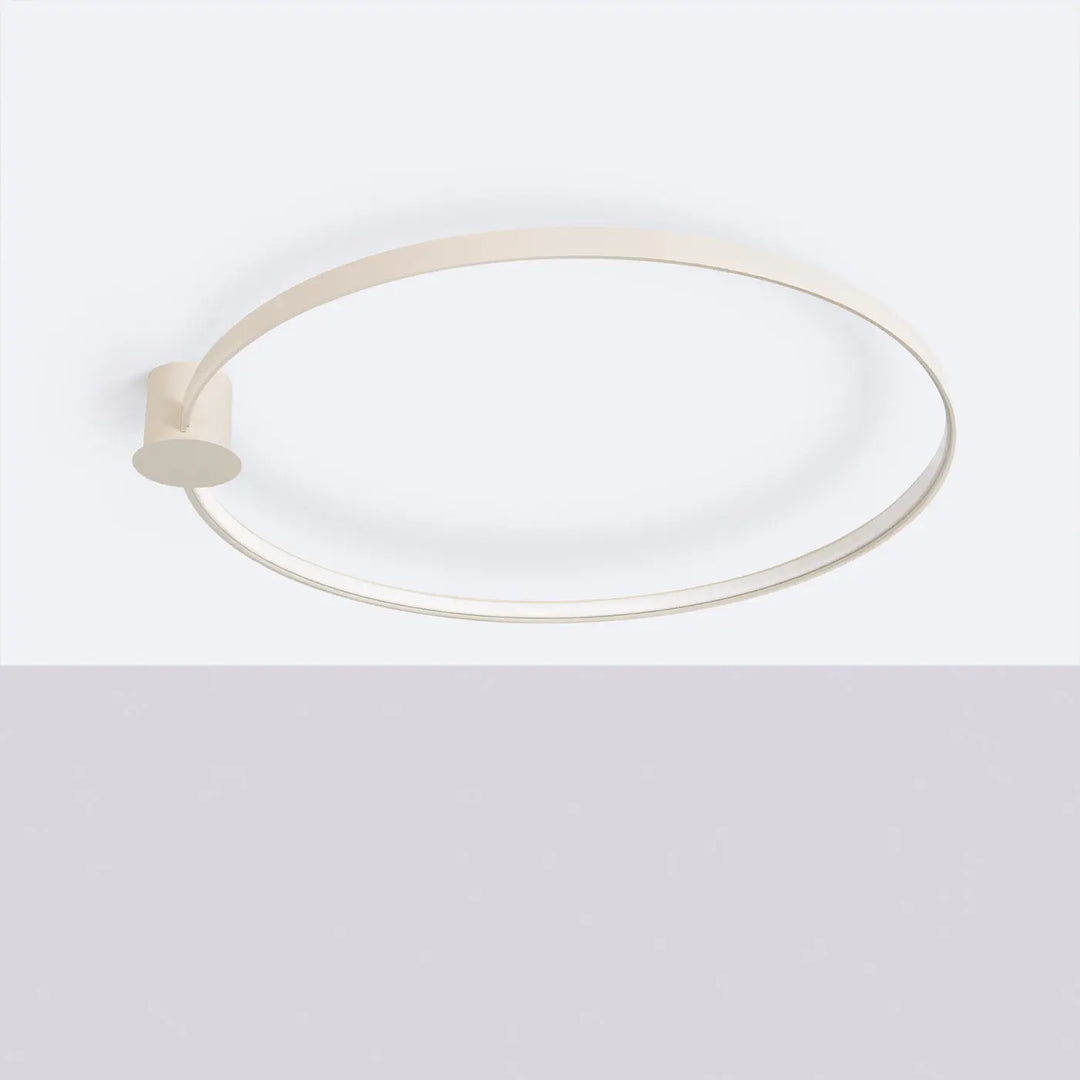 Plafonnier Rio en anneau d'aluminium beige, éteint, au plafond