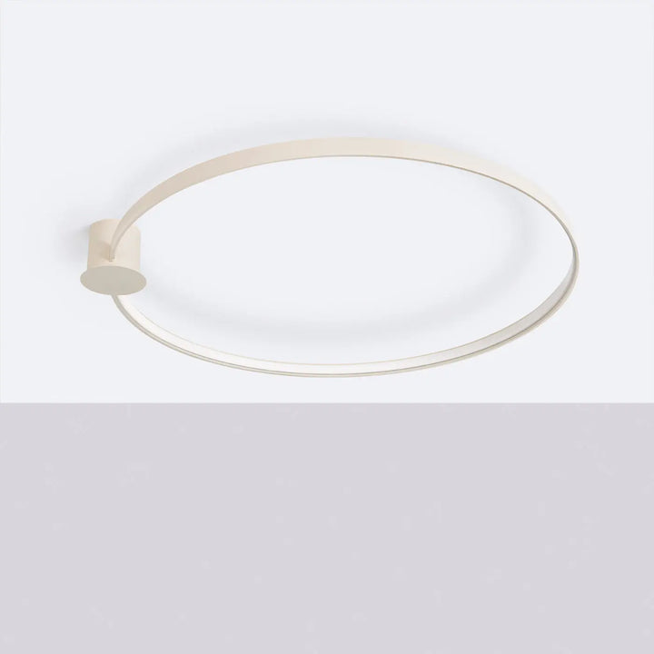 Plafonnier Rio en anneau d'aluminium beige, éteint, au plafond