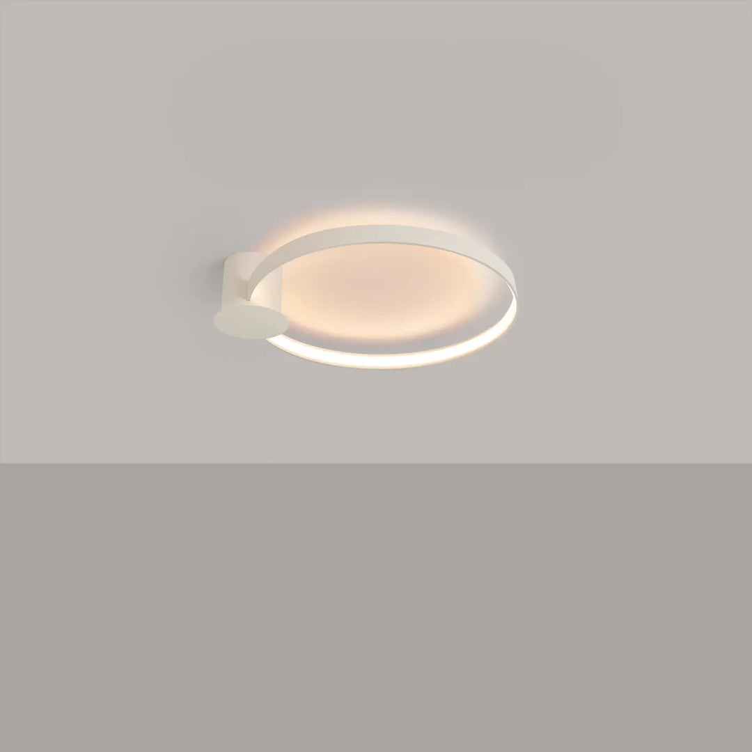 Plafonnier Rio en anneau d'aluminium beige, allumé, au plafond