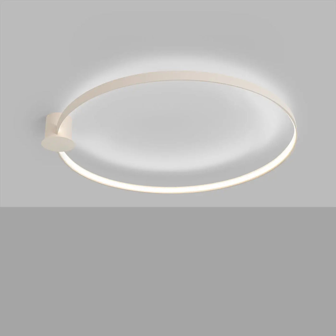 Plafonnier Rio en anneau d'aluminium beige, allumé, au plafond