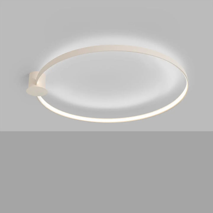 Plafonnier Rio en anneau d'aluminium beige, allumé, au plafond