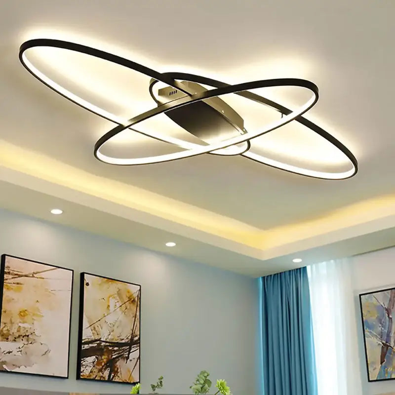 Plafonnier LED anneaux entrelacés style moderne futuriste

