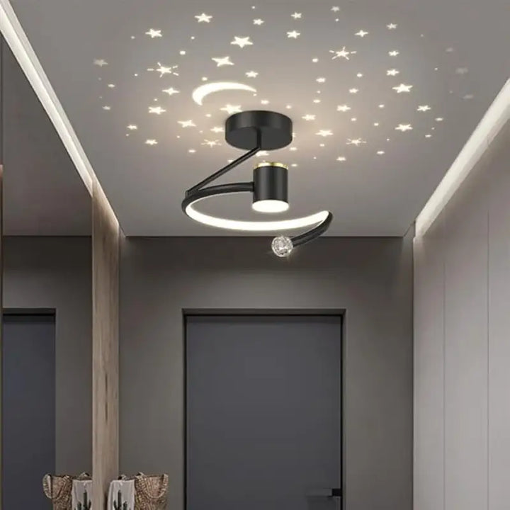Plafonnier led décoratif lune et étoiles design moderne