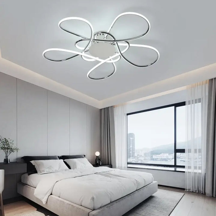 Plafonnier LED Design Floral Avec Rubans Lumineux Style Moderne