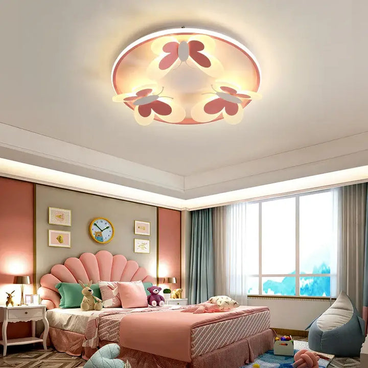Kids ceiling lamp Butterfly Decorative pink ceiling light Study Children Room Kid Salon Creative Lamps Indoor girl