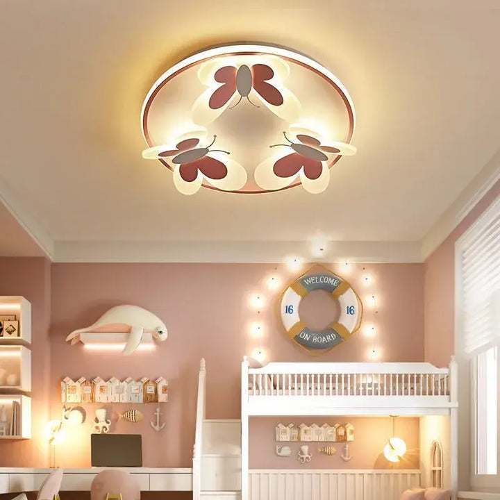 Kids ceiling lamp Butterfly Decorative pink ceiling light Study Children Room Kid Salon Creative Lamps Indoor girl