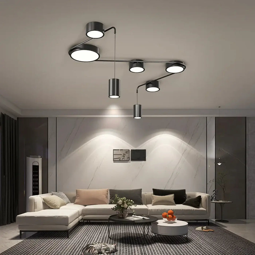 Suspension luminaire yalmi noir en métal moderne avec bras ajustables et ampoules led pour chambre à coucher 90-260v