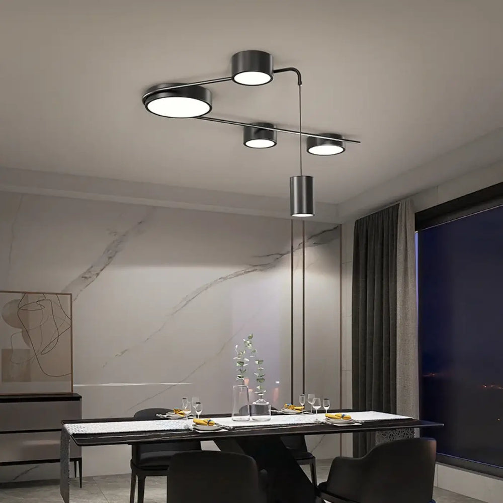 Suspension luminaire yalmi en métal noir moderne avec ampoules led circulaires pour chambre à coucher 90-260v
