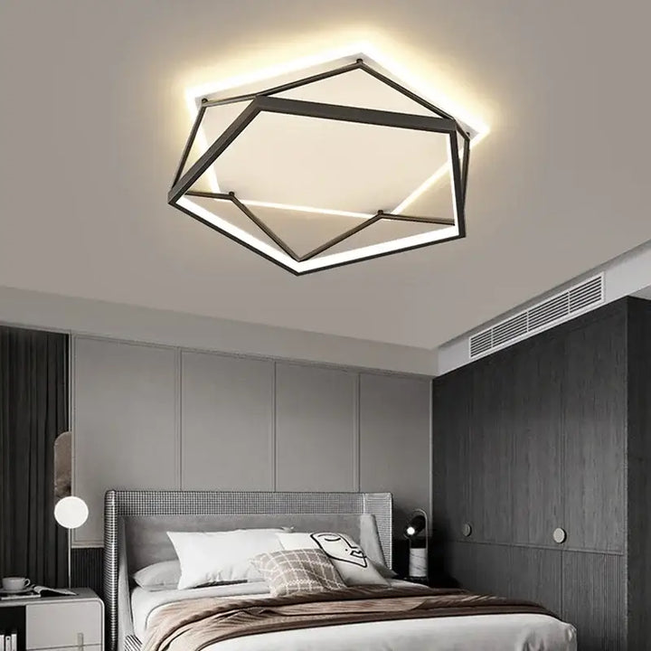 Plafonnier led géométrique design moderne chambre noir épuré