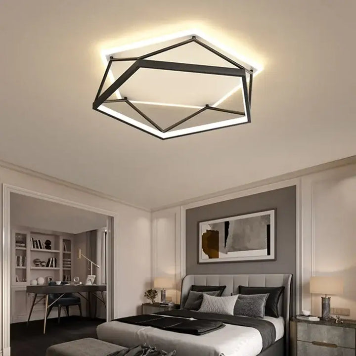 Plafonnier led géométrique design moderne chambre noir épuré