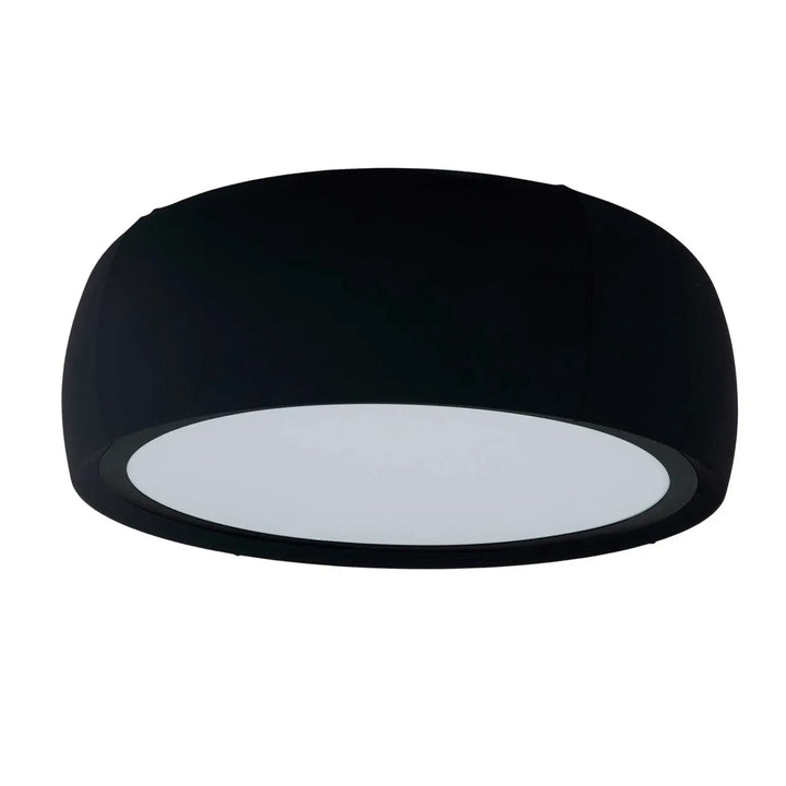 Plafonnier Gong rond en tissu noir #couleur_noir