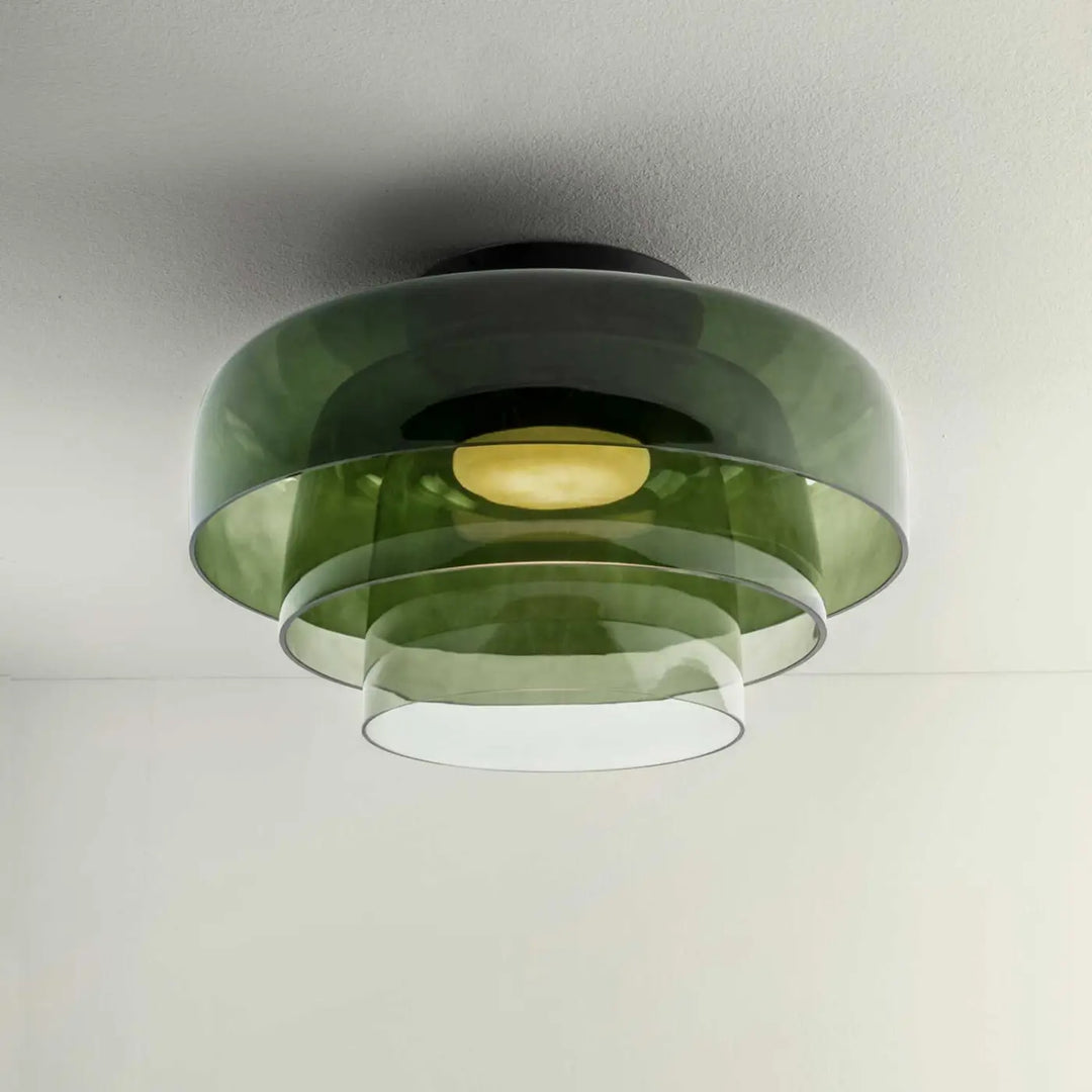 Plafonnier Levels 3 LED à trois volumes en verre vert #couleur_vert