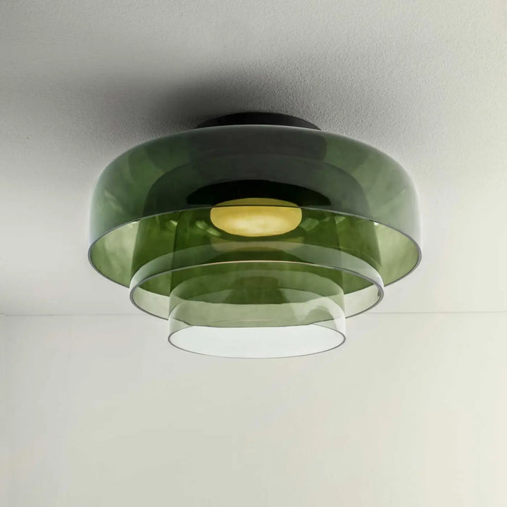 Plafonnier Levels 3 LED à trois volumes en verre vert #couleur_vert