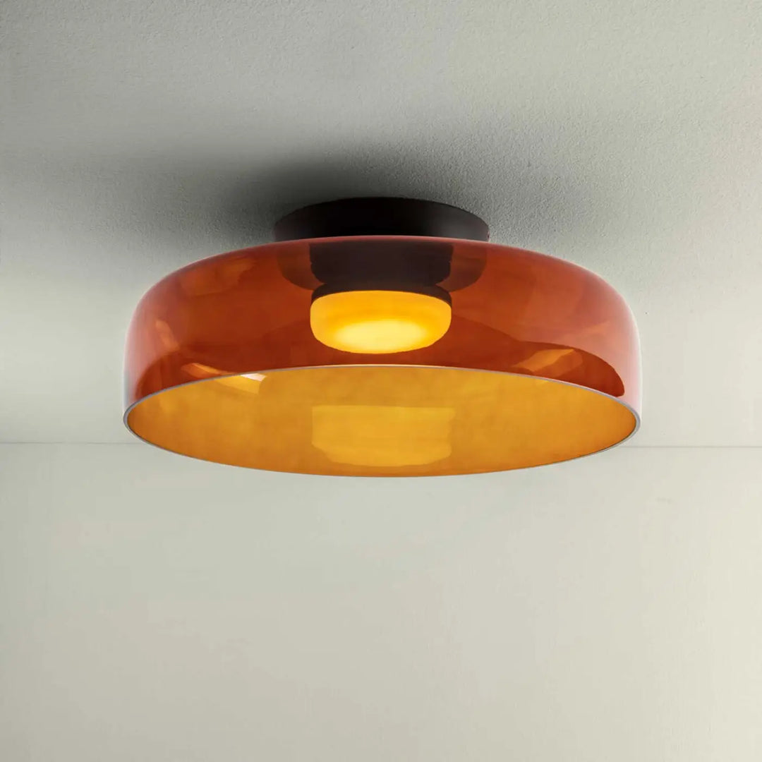 Plafonnier Levels rond en verre ambré #couleur_orange