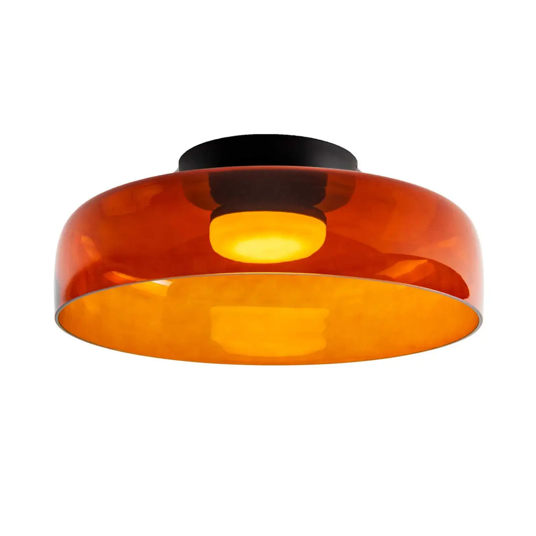 Plafonnier Levels à structure noire et verre ambré #couleur_orange