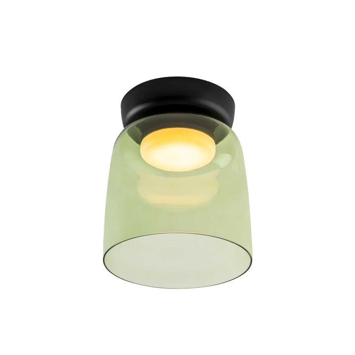 Plafonnier Levels en verre vert et acier noir #couleur_vert