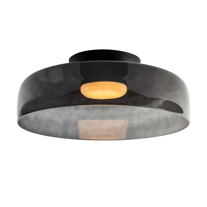 Plafonnier Levels rond en verre fumé #couleur_gris