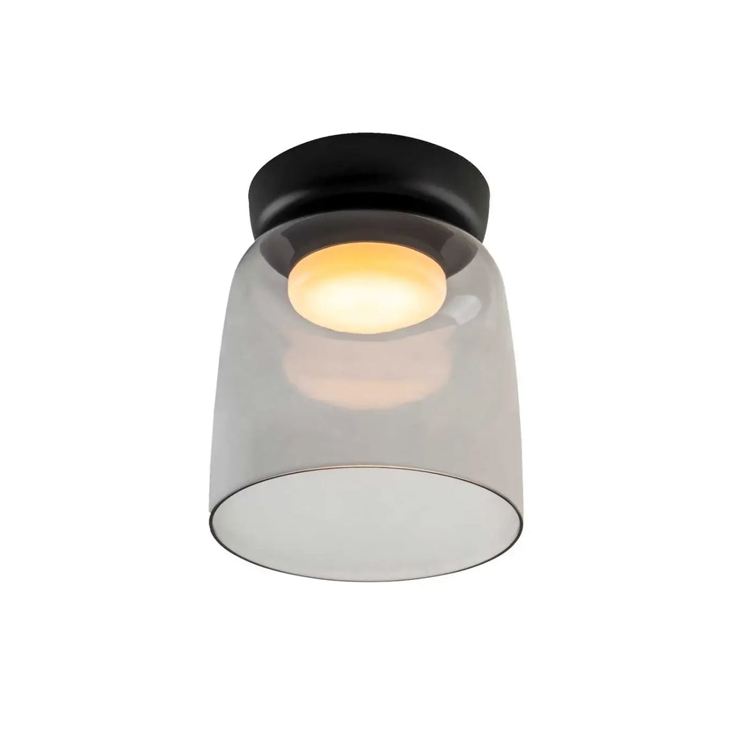 Plafonnier Levels en verre fumé et acier noir #couleur_gris