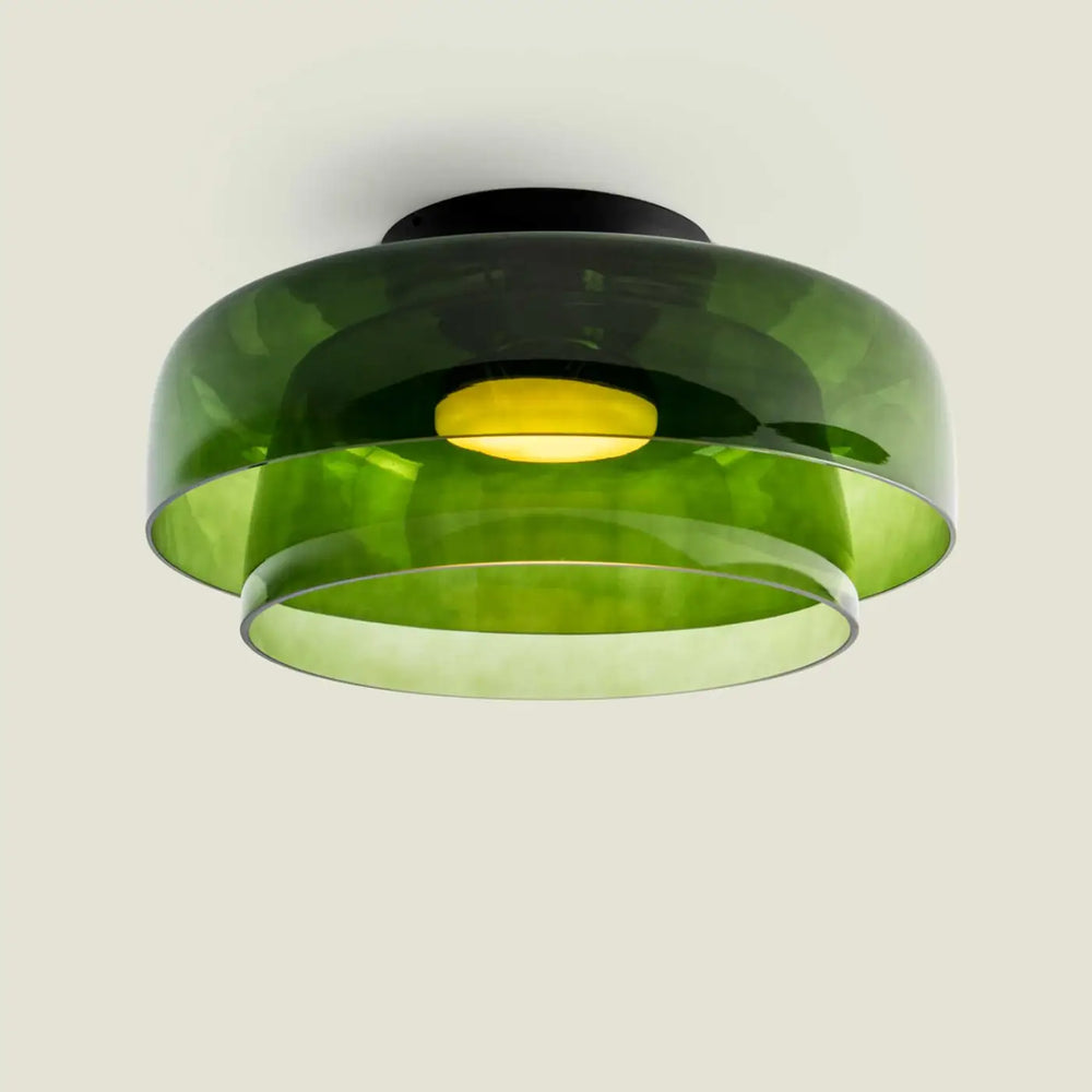 Plafonnier Levels en verre vert et acier noir