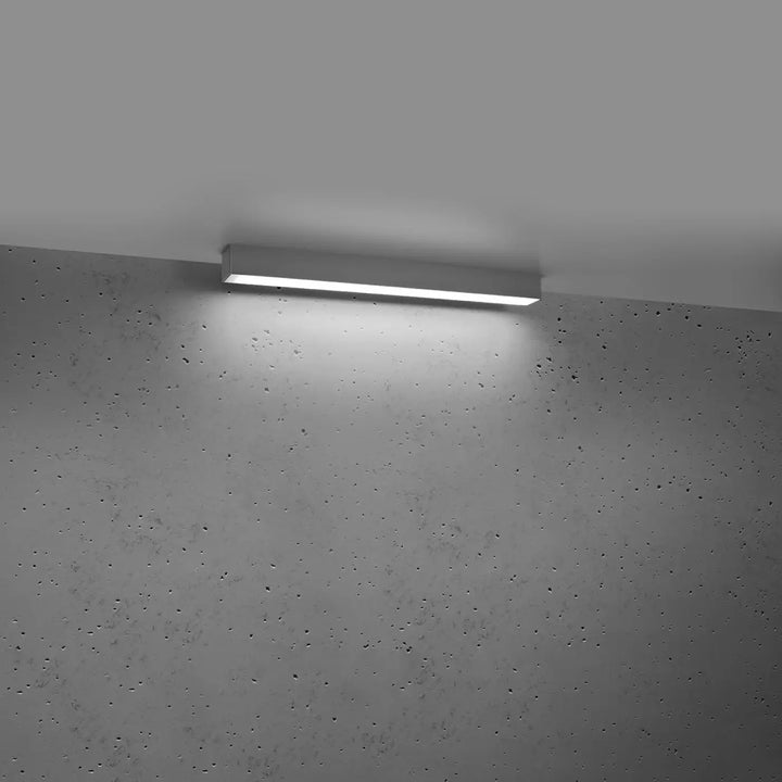 Plafonnier Pinne en aluminium linéaire gris, allumé, au plafond