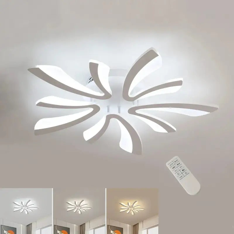 Plafonnier LED moderne design floral blanc sculptural

