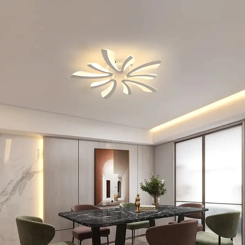 Plafonnier LED moderne design floral blanc sculptural


