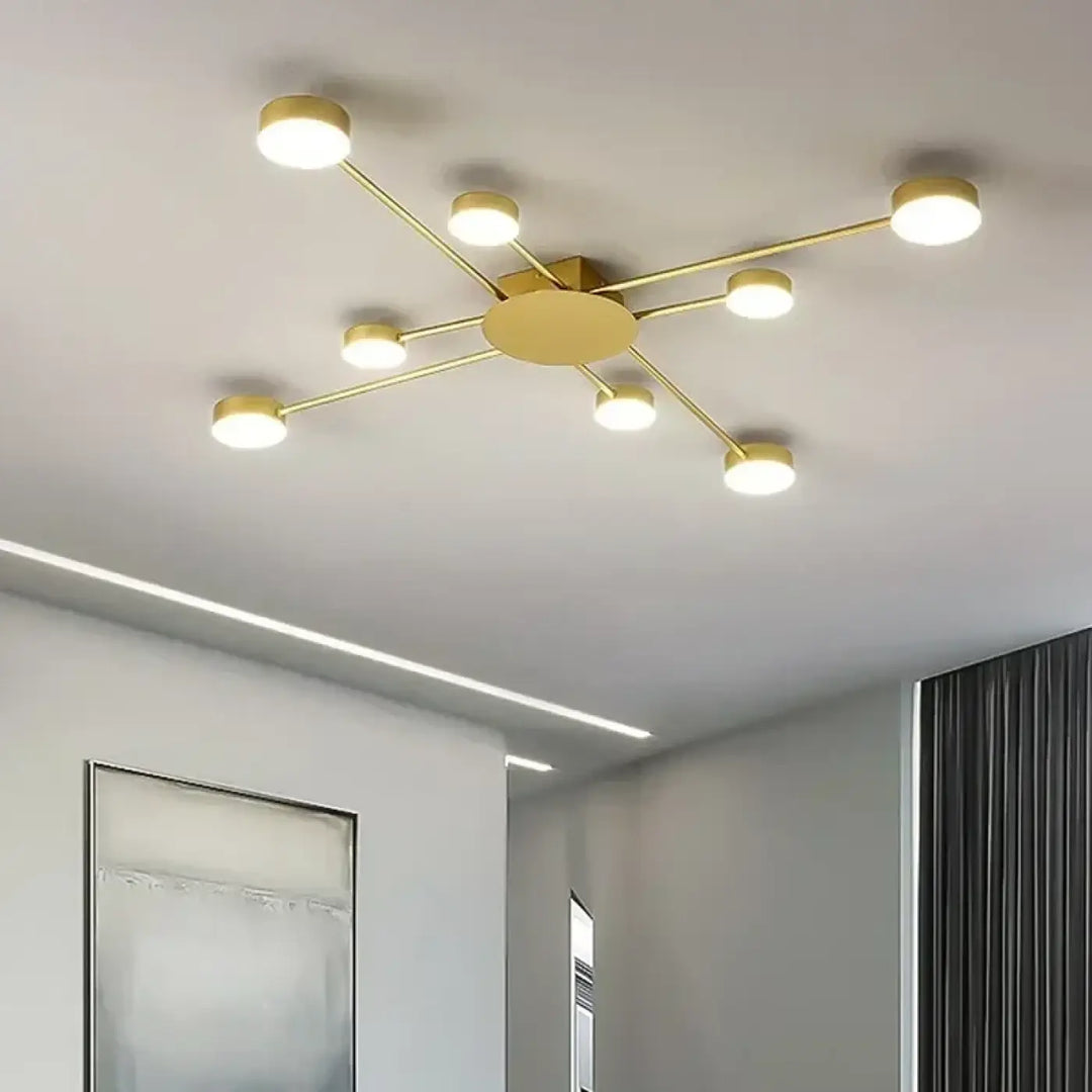 Plafonnier led moderne doré style chandelier contemporain chic