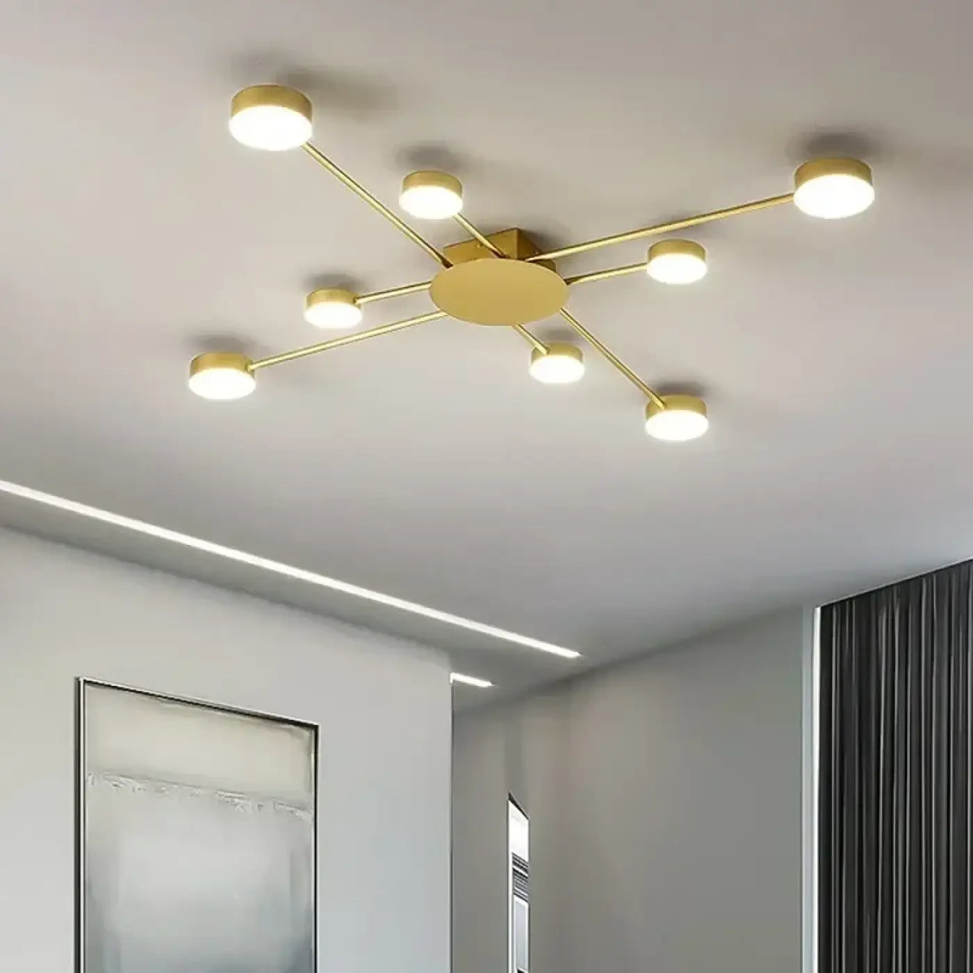 Plafonnier led moderne doré style chandelier contemporain chic