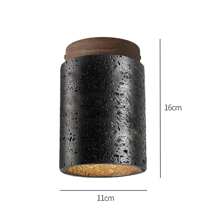 Plafonnier led noir texturé avec détails bois élégant style