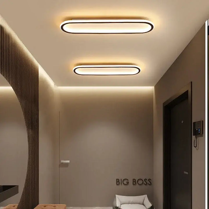 Plafonnier led ovale design minimaliste moderne noir épuré