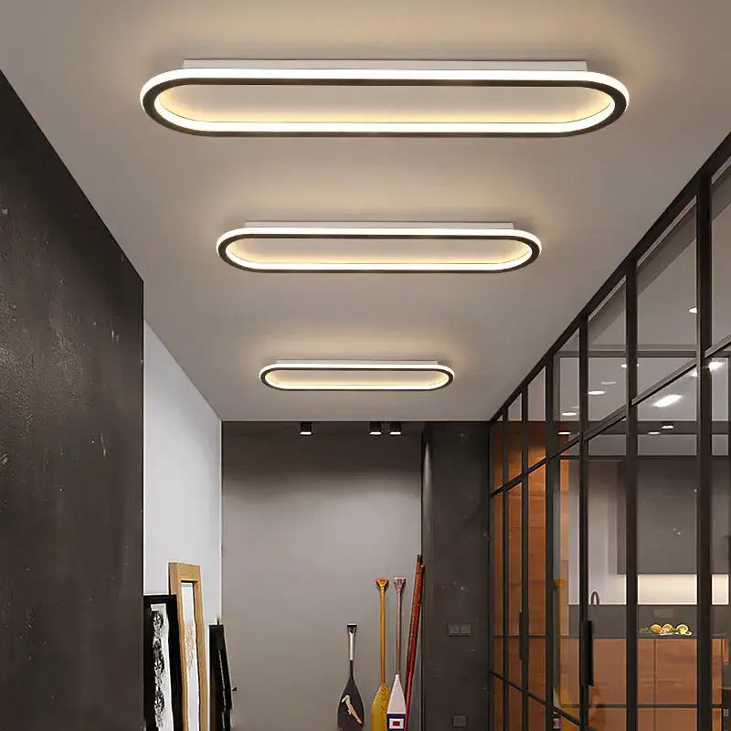 Plafonnier led ovale design minimaliste moderne noir épuré